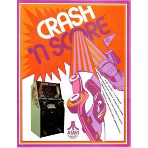 Crash N Score Video Arcade Game Flyer 1975 Vintage Artwork 8.5" x 11" Retro Rare
